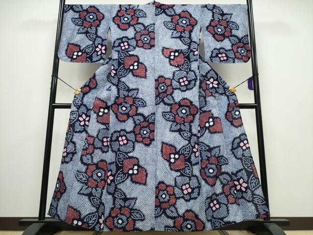 平和屋着物∴夏物 浴衣 有松鳴海絞り 枝花文 綿 逸品 CAAY4543ng