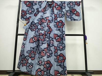 平和屋着物∴夏物 浴衣 有松鳴海絞り 枝花文 綿 逸品 CAAY4543ng
