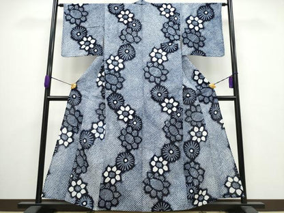 平和屋着物∴夏物 浴衣 有松鳴海絞り 舞菊文 綿 逸品 CAAY4547ng