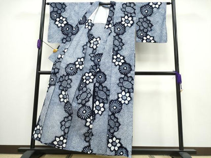 平和屋着物∴夏物 浴衣 有松鳴海絞り 舞菊文 綿 逸品 CAAY4547ng