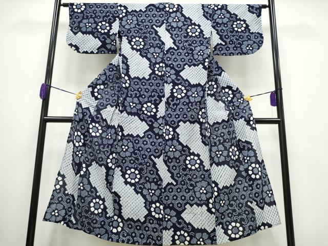 平和屋着物∴夏物 浴衣 有松鳴海絞り 亀甲花唐草文 綿 逸品 CAAY4552ng