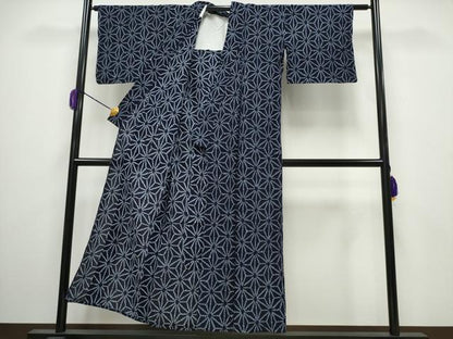 平和屋着物∴夏物 浴衣 有松鳴海絞り 麻の葉文様 綿 逸品 CAAY4553ng