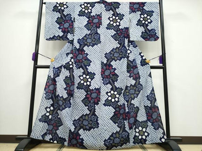 平和屋着物∴夏物 浴衣 有松鳴海絞り 枝菊文 綿 逸品 CAAY4554ng