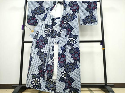 平和屋着物∴夏物 浴衣 有松鳴海絞り 枝菊文 綿 逸品 CAAY4554ng