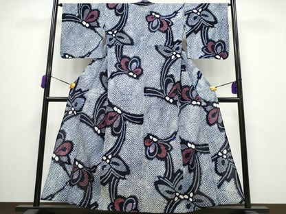 平和屋着物∴夏物 浴衣 有松鳴海絞り 舞蝶文 綿 逸品 CAAY4555ng