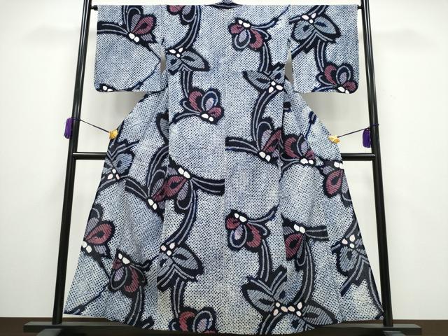 平和屋着物∴夏物 浴衣 有松鳴海絞り 舞蝶文 綿 逸品 CAAY4555ng