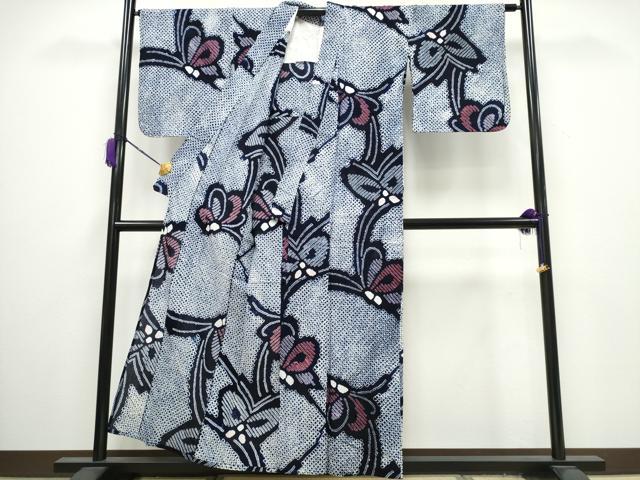 平和屋着物∴夏物 浴衣 有松鳴海絞り 舞蝶文 綿 逸品 CAAY4555ng