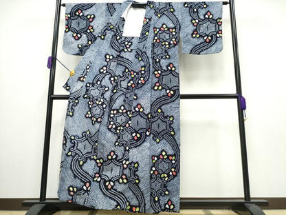 平和屋着物∴夏物 浴衣 有松鳴海絞り 花唐草文 綿 逸品 未使用 CAAY4556ng