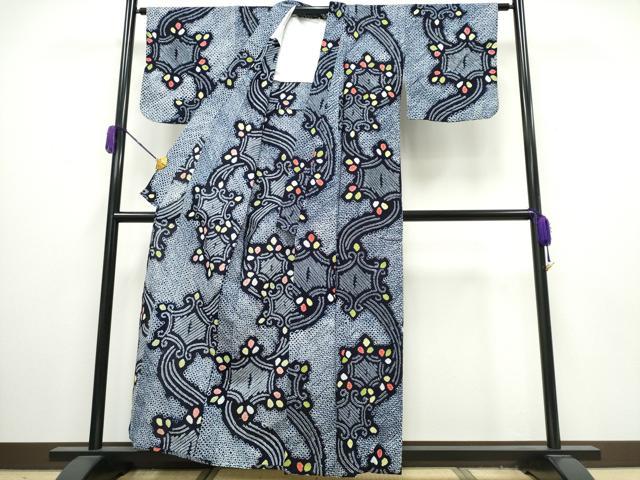 平和屋着物∴夏物 浴衣 有松鳴海絞り 花唐草文 綿 逸品 未使用 CAAY4556ng
