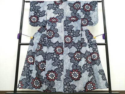 平和屋着物∴夏物 浴衣 有松鳴海絞り 舞花文 綿 逸品 CAAY4557ng