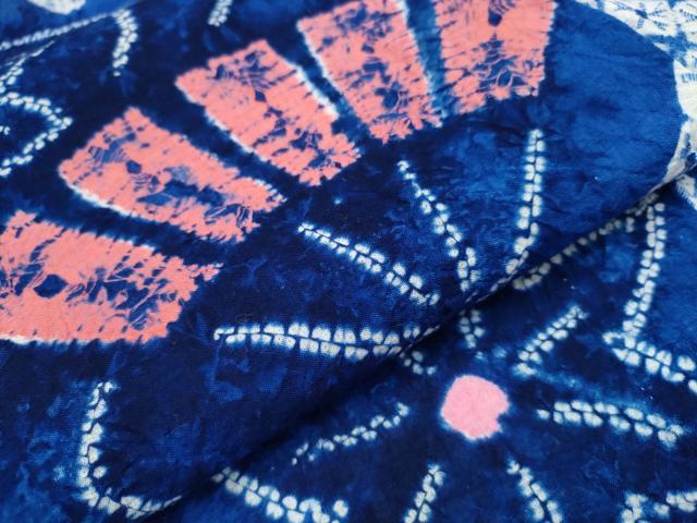 平和屋着物∴夏物 浴衣 有松鳴海絞り 扇 竜田川 綿 逸品 CAAY4558ng