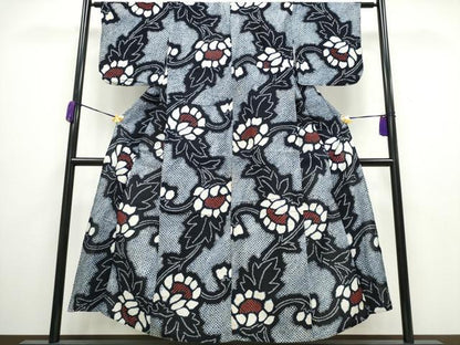 平和屋着物∴夏物 浴衣 有松鳴海絞り 枝花文 綿 逸品 CAAY4559ng