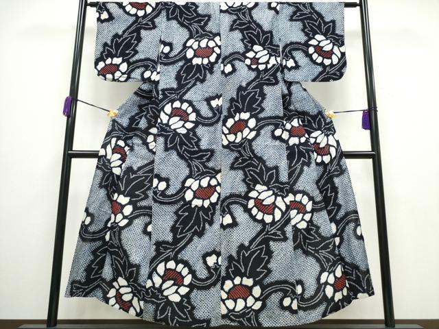 平和屋着物∴夏物 浴衣 有松鳴海絞り 枝花文 綿 逸品 CAAY4559ng