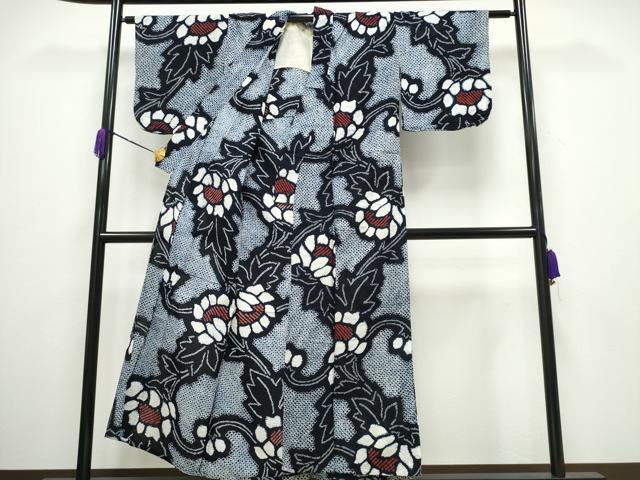 平和屋着物∴夏物 浴衣 有松鳴海絞り 枝花文 綿 逸品 CAAY4559ng