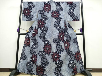 平和屋着物∴夏物 浴衣 有松鳴海絞り 舞花文 綿 逸品 CAAY4561ng