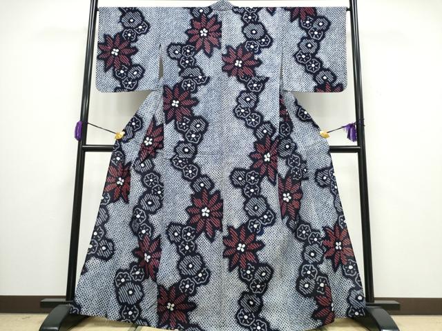 平和屋着物∴夏物 浴衣 有松鳴海絞り 舞花文 綿 逸品 CAAY4561ng