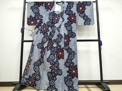 平和屋着物∴夏物 浴衣 有松鳴海絞り 舞花文 綿 逸品 CAAY4561ng