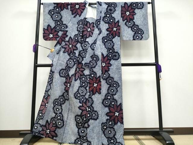 平和屋着物∴夏物 浴衣 有松鳴海絞り 舞花文 綿 逸品 CAAY4561ng