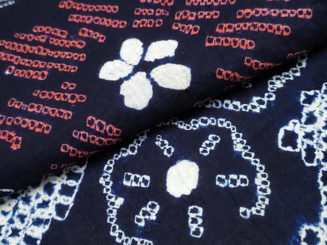 平和屋着物∴夏物 浴衣 有松鳴海絞り 舞花文 綿 逸品 CAAY4561ng