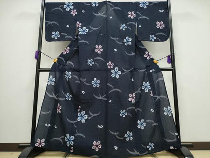 平和屋着物∴夏物 浴衣 有松鳴海絞り 芝草舞桜 綿 逸品 未使用 CAAY4563ng
