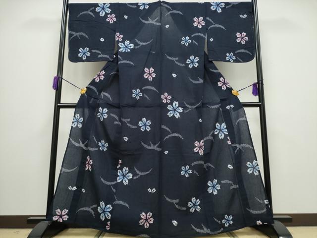 平和屋着物∴夏物 浴衣 有松鳴海絞り 芝草舞桜 綿 逸品 未使用 CAAY4563ng