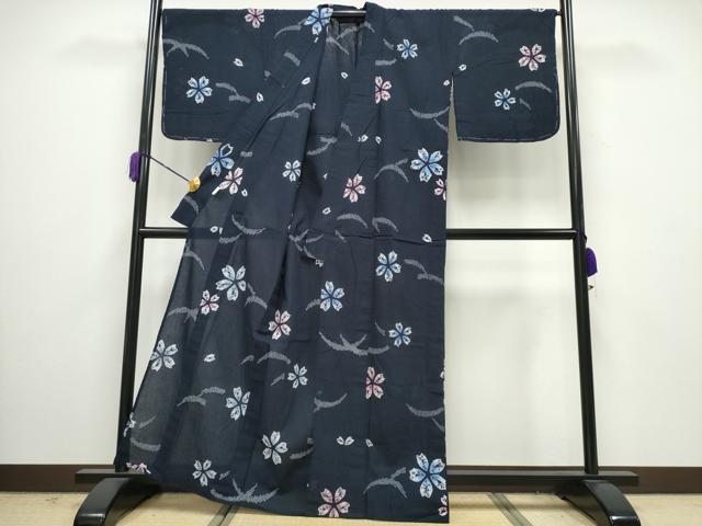 平和屋着物∴夏物 浴衣 有松鳴海絞り 芝草舞桜 綿 逸品 未使用 CAAY4563ng