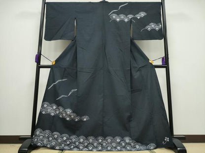 平和屋着物∴夏物 訪問着 浴衣 絞り 飛雁 青海波 綿 逸品 CAAY4565ng
