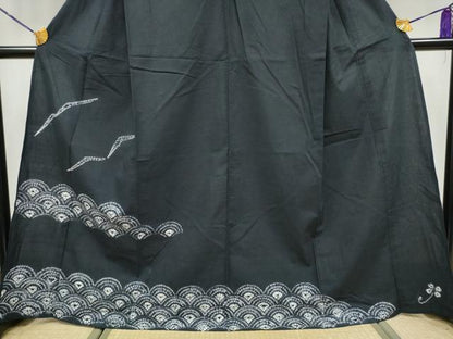 平和屋着物∴夏物 訪問着 浴衣 絞り 飛雁 青海波 綿 逸品 CAAY4565ng