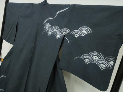 平和屋着物∴夏物 訪問着 浴衣 絞り 飛雁 青海波 綿 逸品 CAAY4565ng