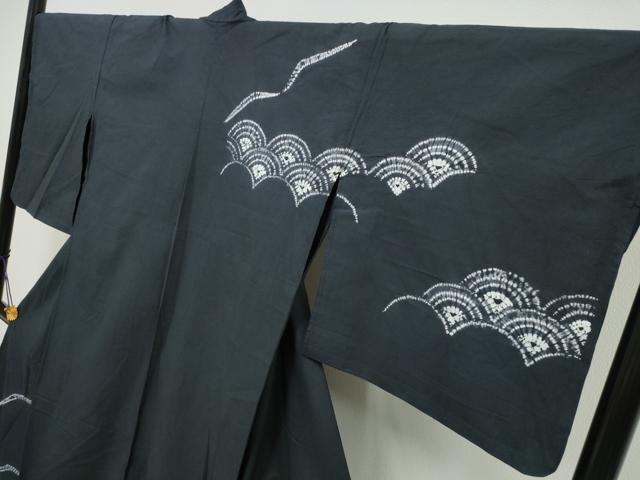 平和屋着物∴夏物 訪問着 浴衣 絞り 飛雁 青海波 綿 逸品 CAAY4565ng