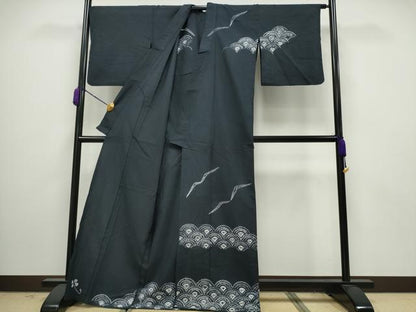 平和屋着物∴夏物 訪問着 浴衣 絞り 飛雁 青海波 綿 逸品 CAAY4565ng