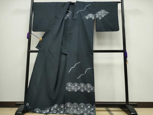 平和屋着物∴夏物 訪問着 浴衣 絞り 飛雁 青海波 綿 逸品 CAAY4565ng