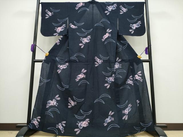平和屋着物∴夏物 浴衣 有松鳴海絞り 跳兎芝草文 綿 逸品 未使用 CAAY4566ng