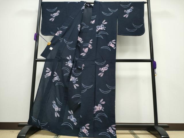 平和屋着物∴夏物 浴衣 有松鳴海絞り 跳兎芝草文 綿 逸品 未使用 CAAY4566ng