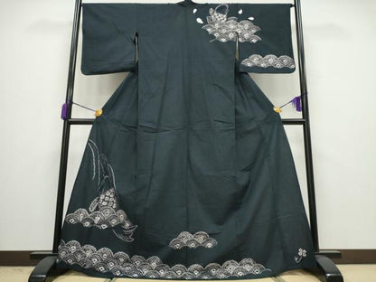 平和屋着物∴夏物 訪問着 浴衣 絞り 鯉の滝登り 青海波 綿 逸品 CAAY4567ng