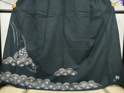 平和屋着物∴夏物 訪問着 浴衣 絞り 鯉の滝登り 青海波 綿 逸品 CAAY4567ng