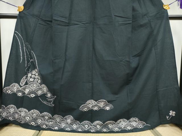平和屋着物∴夏物 訪問着 浴衣 絞り 鯉の滝登り 青海波 綿 逸品 CAAY4567ng