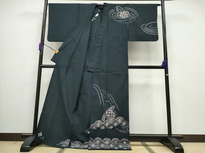 平和屋着物∴夏物 訪問着 浴衣 絞り 鯉の滝登り 青海波 綿 逸品 CAAY4567ng