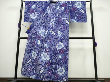 平和屋着物∴夏物 浴衣 有松鳴海絞り 草花尽くし 綿 逸品 CAAY4568ng