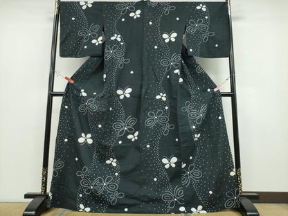 平和屋着物∴夏物 浴衣 絞り 立涌舞蝶文 綿 逸品 CAAY4569ng