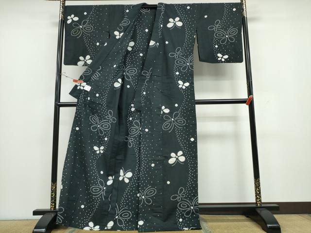 平和屋着物∴夏物 浴衣 絞り 立涌舞蝶文 綿 逸品 CAAY4569ng