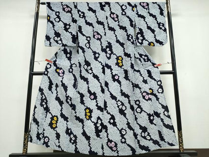 平和屋着物∴夏物 浴衣 有松鳴海絞り 舞葉文 綿 逸品 CAAY4571ng