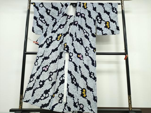 平和屋着物∴夏物 浴衣 有松鳴海絞り 舞葉文 綿 逸品 CAAY4571ng