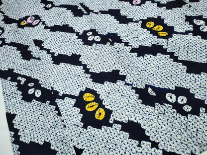平和屋着物∴夏物 浴衣 有松鳴海絞り 舞葉文 綿 逸品 CAAY4571ng