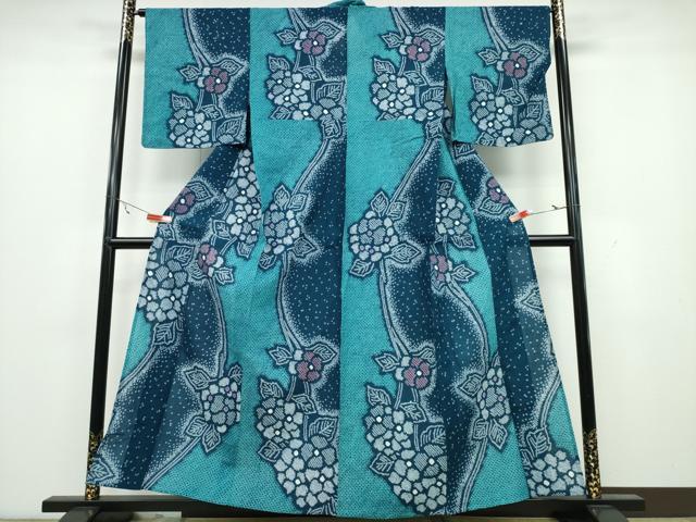 平和屋着物∴夏物 浴衣 有松鳴海絞り 紫陽花 綿 逸品 CAAY4573ng