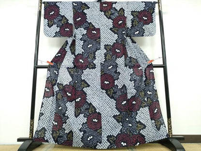 平和屋着物∴夏物 浴衣 有松鳴海絞り 枝牡丹 綿 逸品 CAAY4574ng