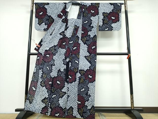 平和屋着物∴夏物 浴衣 有松鳴海絞り 枝牡丹 綿 逸品 CAAY4574ng