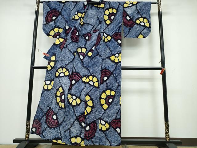 平和屋着物∴夏物 浴衣 有松鳴海絞り 舞花文 綿 逸品 CAAY4575ng