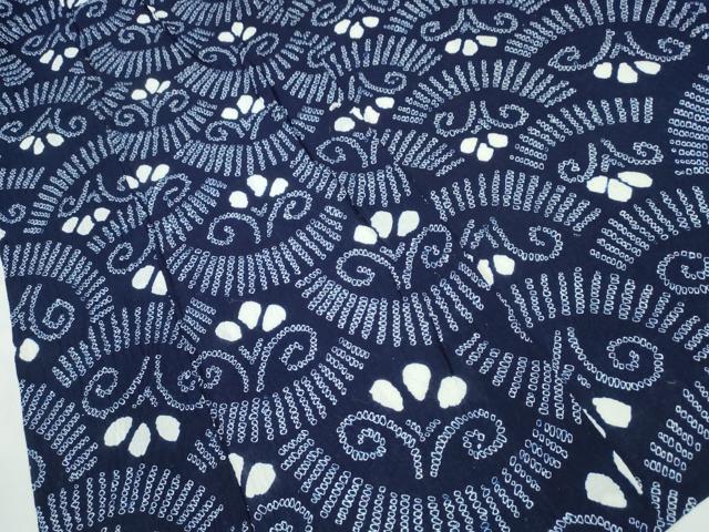 平和屋着物∴夏物 浴衣 有松鳴海絞り 花唐草青海波 綿 逸品 CAAY4576ng