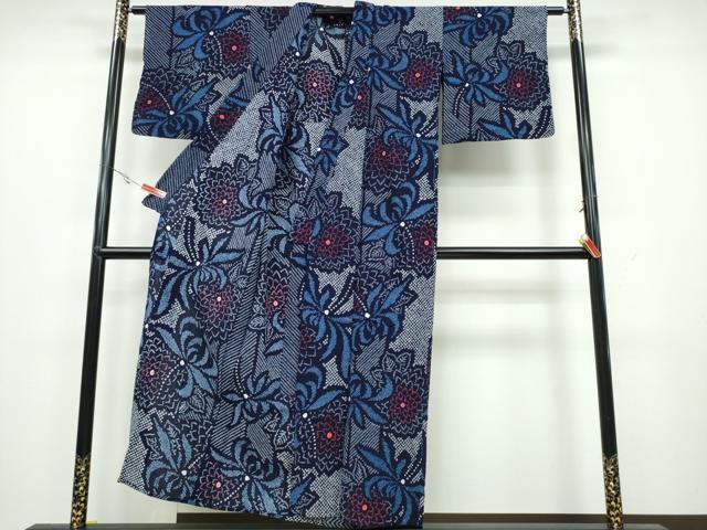 平和屋着物∴夏物 浴衣 有松鳴海絞り 菊文 綿 逸品 CAAY4581ng
